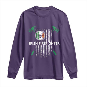 Irish Firefighter Fir Na Tine Man Of Fire Long Sleeve Shirt Irish American Flag TS09 Purple Print Your Wear