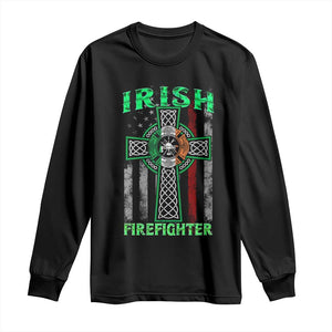 Irish Firefighter Long Sleeve Shirt Celtic Cross American Flag TS09 Black Print Your Wear