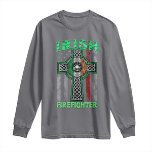 Irish Firefighter Long Sleeve Shirt Celtic Cross American Flag TS09 Charcoal Print Your Wear