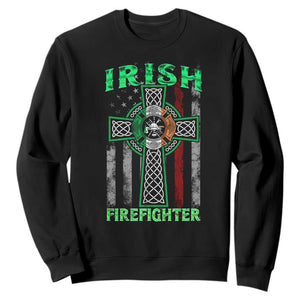 Irish Firefighter Sweatshirt Celtic Cross American Flag TS09 Black Print Your Wear