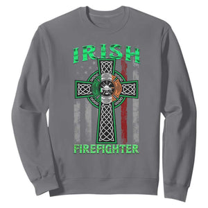 Irish Firefighter Sweatshirt Celtic Cross American Flag TS09 Charcoal Print Your Wear