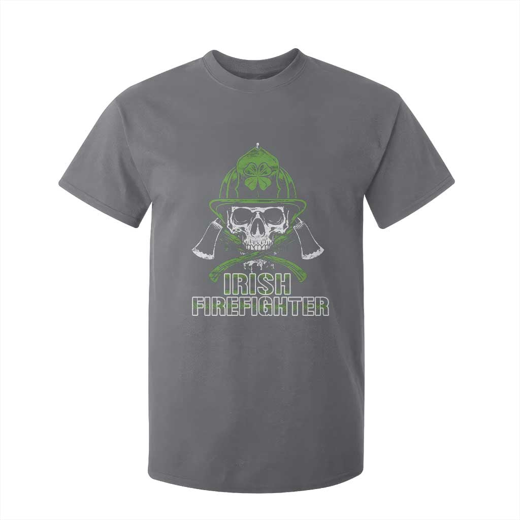 Irish Firefighter T Shirt For Kid Shamrock Skull Man Of Fire TS09 Charcoal Print Your Wear