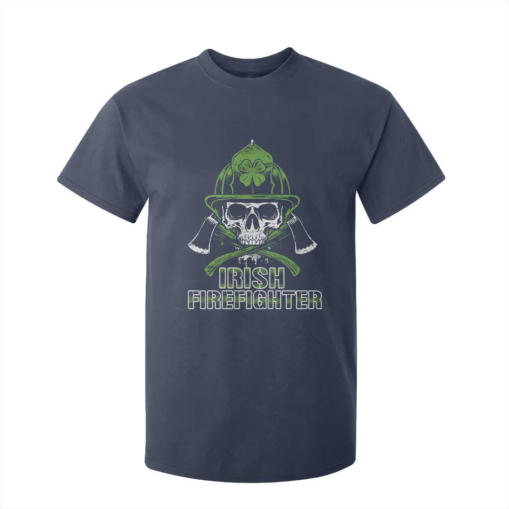 Irish Firefighter T Shirt For Kid Shamrock Skull Man Of Fire TS09 Navy Print Your Wear