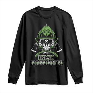 Irish Firefighter Long Sleeve Shirt Shamrock Skull Man Of Fire TS09 Black Print Your Wear