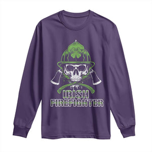 Irish Firefighter Long Sleeve Shirt Shamrock Skull Man Of Fire TS09 Purple Print Your Wear