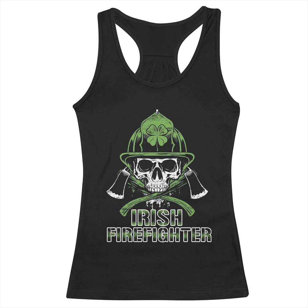 Irish Firefighter Racerback Tank Top Shamrock Skull Man Of Fire TS09 Black Print Your Wear