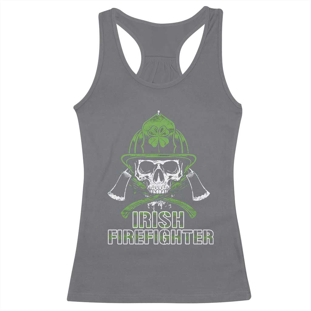Irish Firefighter Racerback Tank Top Shamrock Skull Man Of Fire TS09 Charcoal Print Your Wear