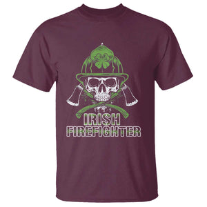 Irish Firefighter T Shirt Shamrock Skull Man Of Fire TS09 Maroon Print Your Wear