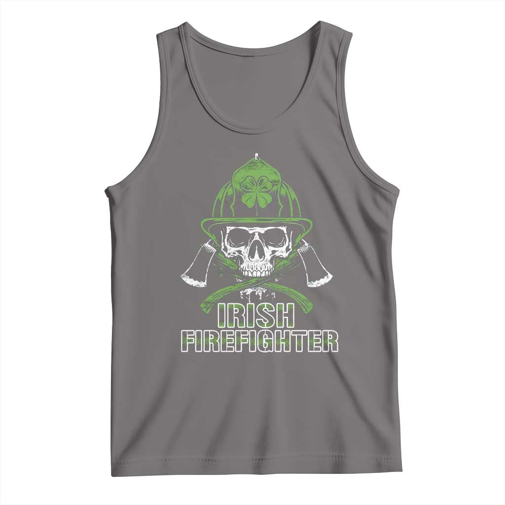 Irish Firefighter Tank Top Shamrock Skull Man Of Fire TS09 Deep Heather Print Your Wear