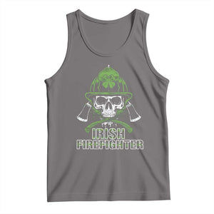 Irish Firefighter Tank Top Shamrock Skull Man Of Fire TS09 Deep Heather Print Your Wear