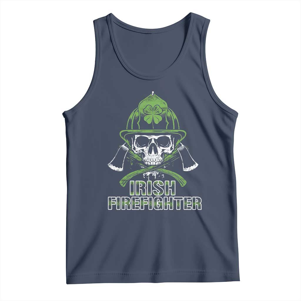 Irish Firefighter Tank Top Shamrock Skull Man Of Fire TS09 Navy Print Your Wear