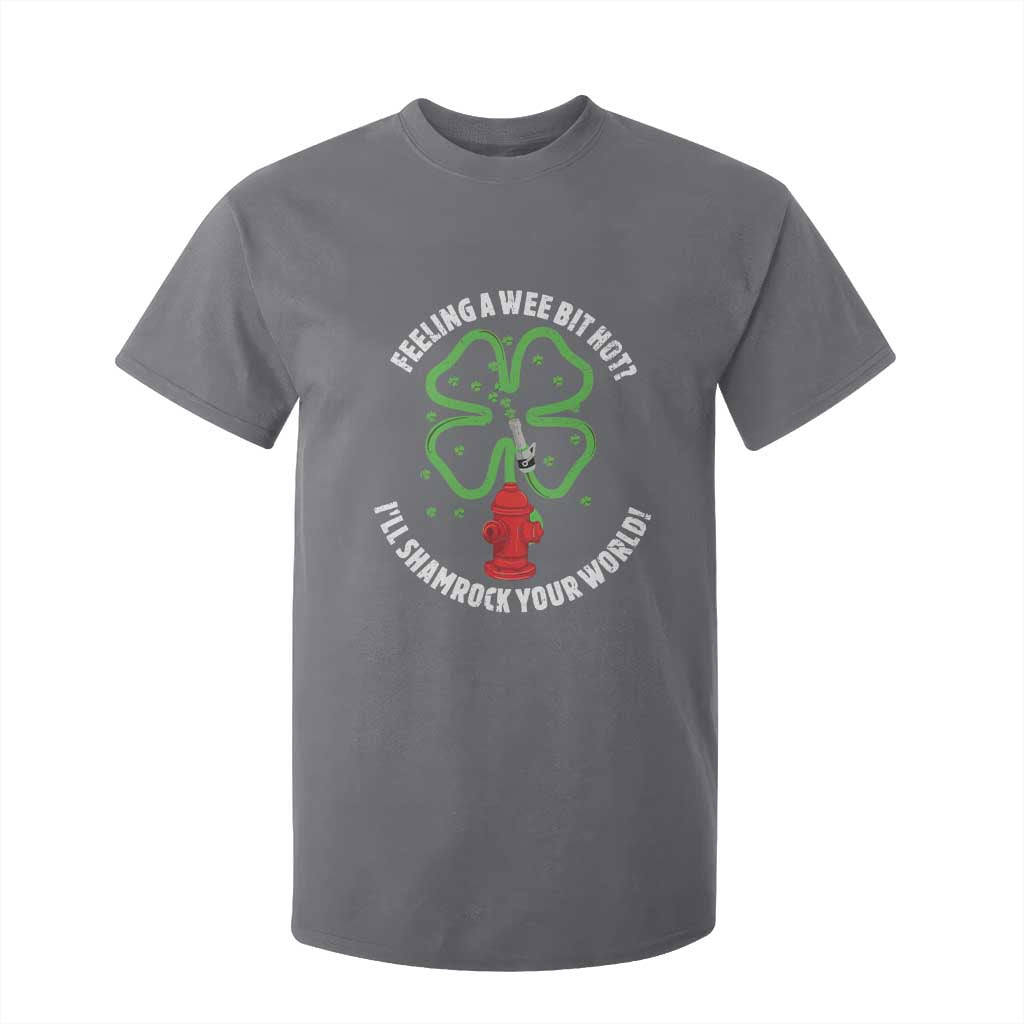 Funny Irish Firefighter T Shirt For Kid Feeling A Wee Bit Hot I'll Shamrock Your World TS09 Charcoal Print Your Wear