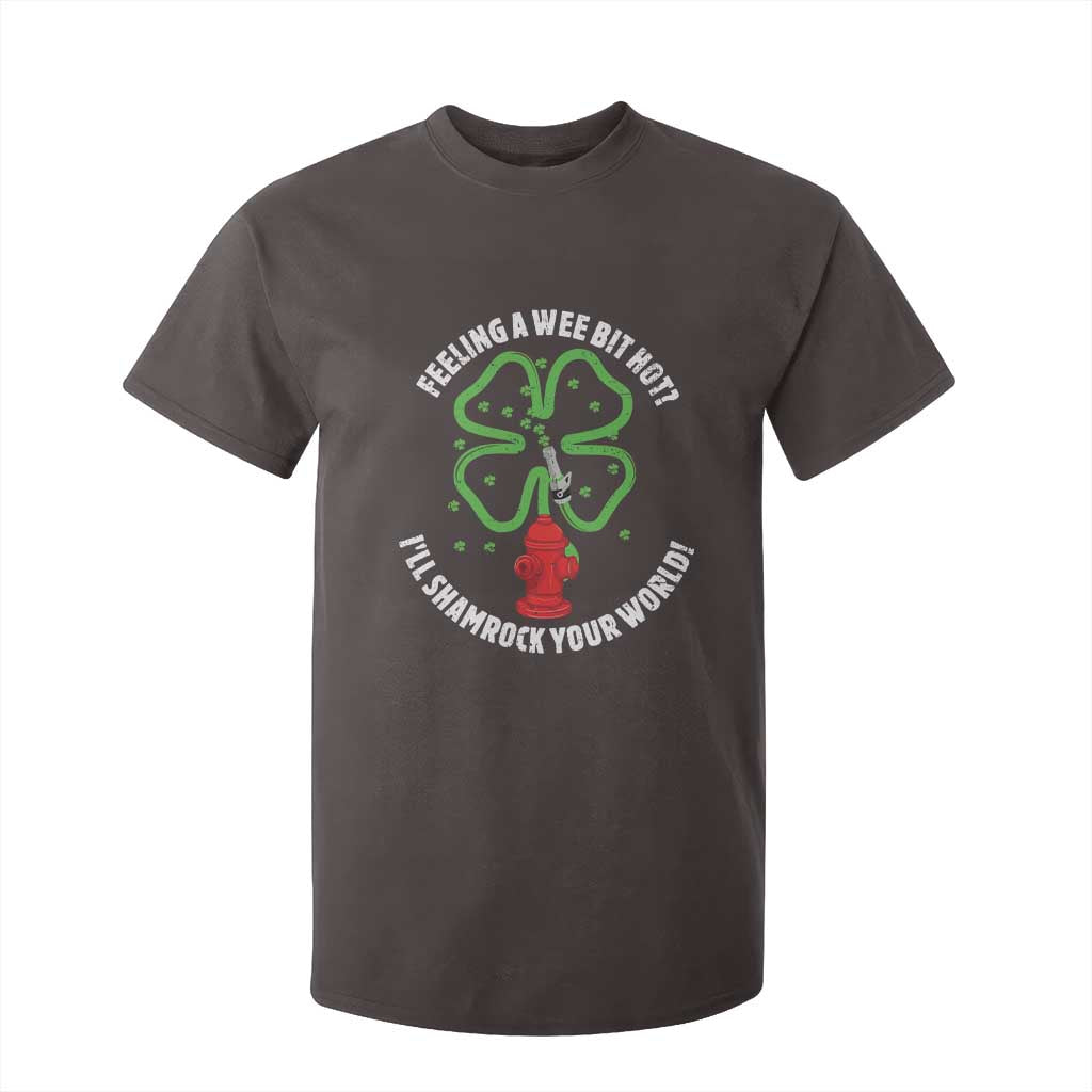 Funny Irish Firefighter T Shirt For Kid Feeling A Wee Bit Hot I'll Shamrock Your World TS09 Dark Chocolate Print Your Wear