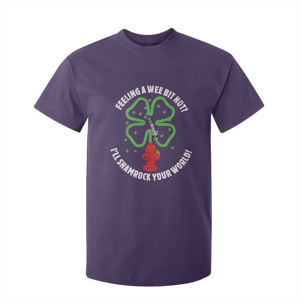 Funny Irish Firefighter T Shirt For Kid Feeling A Wee Bit Hot I'll Shamrock Your World TS09 Purple Print Your Wear