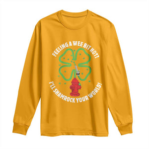 Funny Irish Firefighter Long Sleeve Shirt Feeling A Wee Bit Hot I'll Shamrock Your World TS09 Gold Print Your Wear