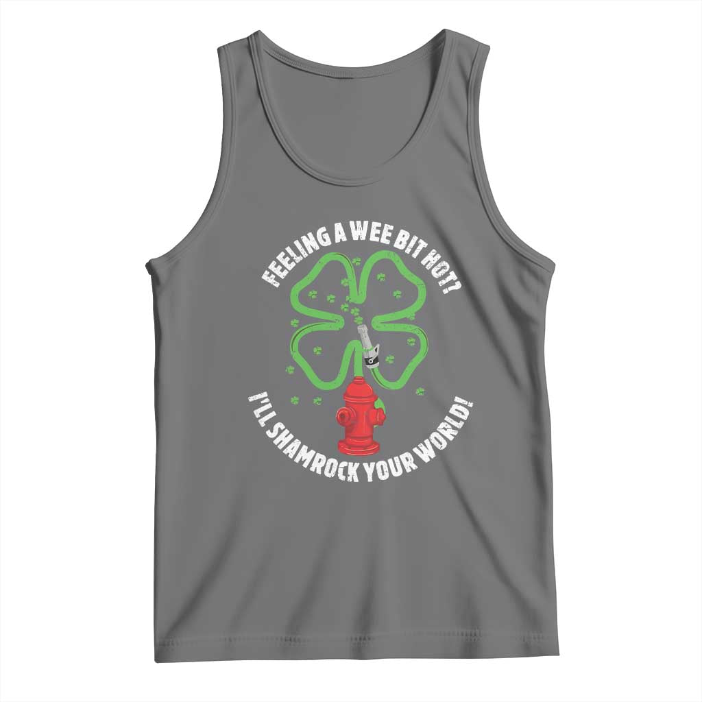 Funny Irish Firefighter Tank Top Feeling A Wee Bit Hot I'll Shamrock Your World TS09 Black Heather Print Your Wear