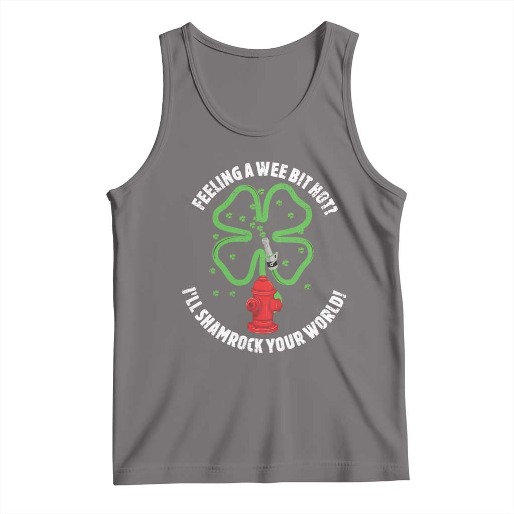 Funny Irish Firefighter Tank Top Feeling A Wee Bit Hot I'll Shamrock Your World TS09 Deep Heather Print Your Wear