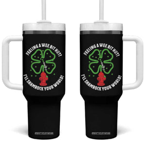 Funny Irish Firefighter Tumbler With Handle Feeling A Wee Bit Hot I'll Shamrock Your World TS09 One Size: 40 oz Black Print Your Wear