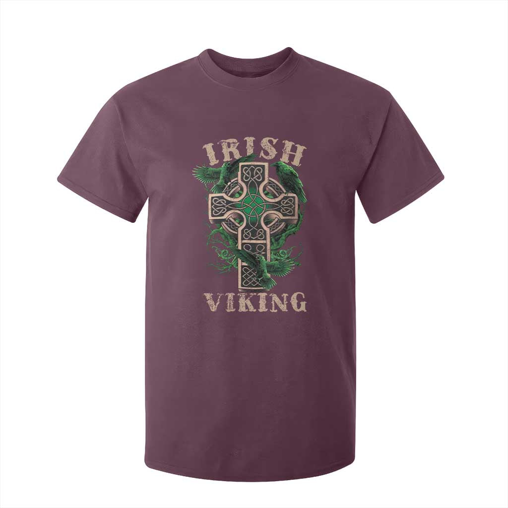 Irish Viking T Shirt For Kid Celtic Cross Odin's Raven TS09 Maroon Print Your Wear