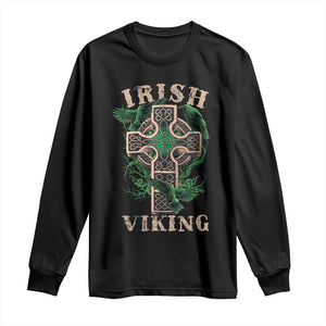 Irish Viking Long Sleeve Shirt Celtic Cross Odin's Raven TS09 Black Print Your Wear