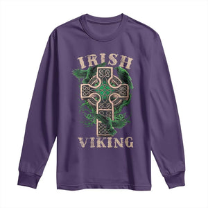 Irish Viking Long Sleeve Shirt Celtic Cross Odin's Raven TS09 Purple Print Your Wear