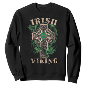 Irish Viking Sweatshirt Celtic Cross Odin's Raven TS09 Black Print Your Wear