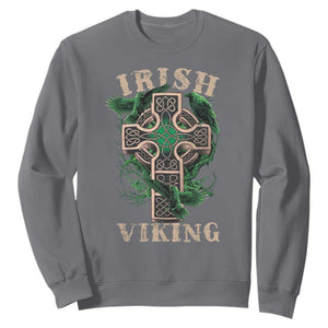 Irish Viking Sweatshirt Celtic Cross Odin's Raven TS09 Charcoal Print Your Wear