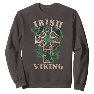 Irish Viking Sweatshirt Celtic Cross Odin's Raven TS09 Dark Chocolate Print Your Wear