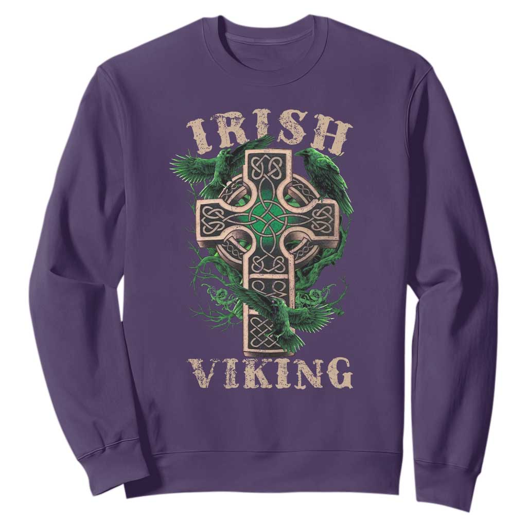 Irish Viking Sweatshirt Celtic Cross Odin's Raven TS09 Purple Print Your Wear