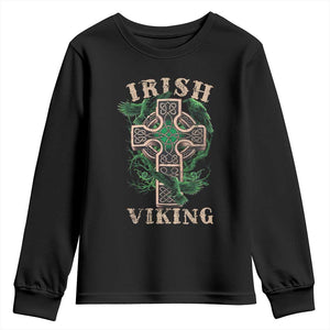 Irish Viking Youth Sweatshirt Celtic Cross Odin's Raven TS09 Black Print Your Wear