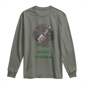 Irish Viking Long Sleeve Shirt Celtic Thor Mjolnir TS09 Military Green Print Your Wear