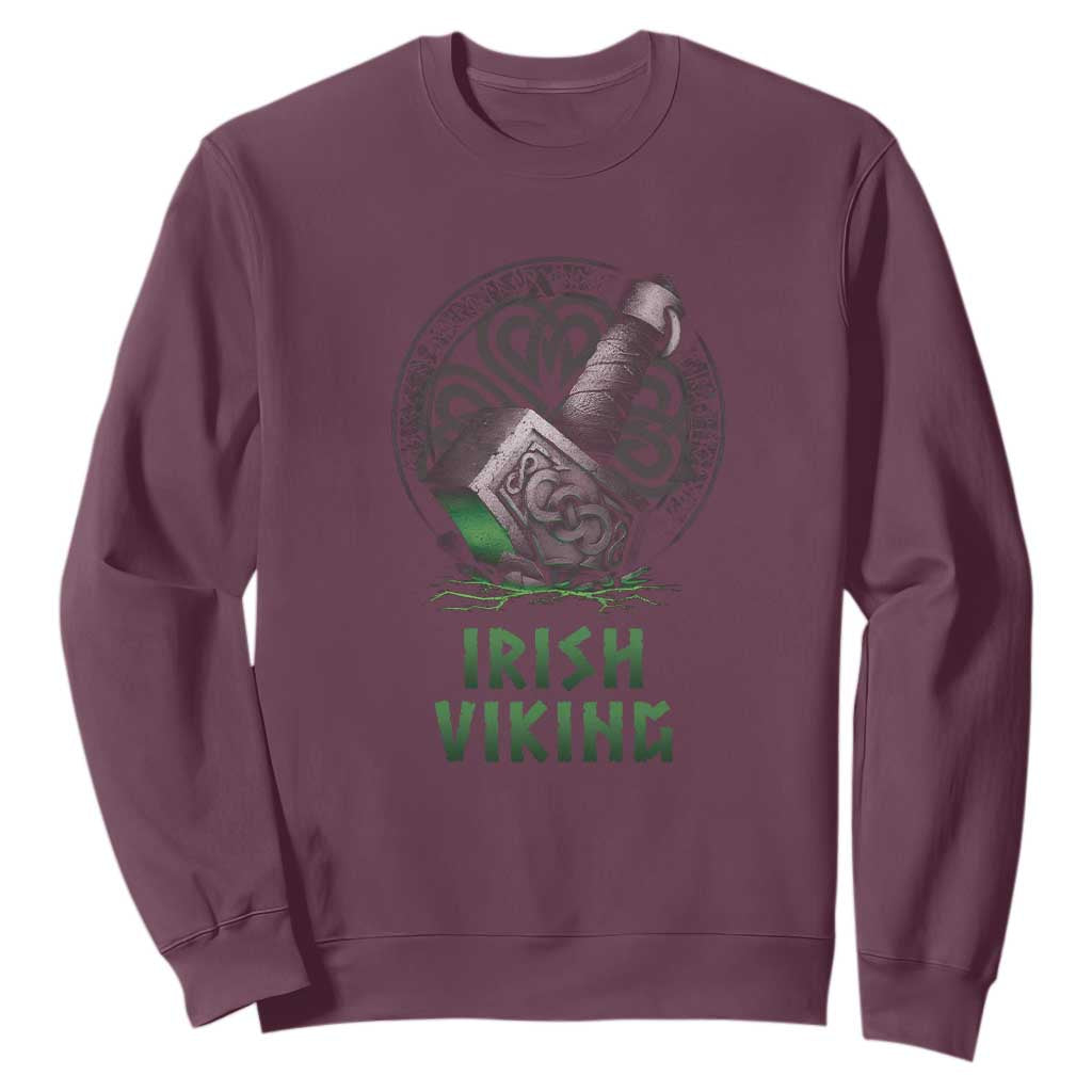 Irish Viking Sweatshirt Celtic Thor Mjolnir TS09 Maroon Print Your Wear