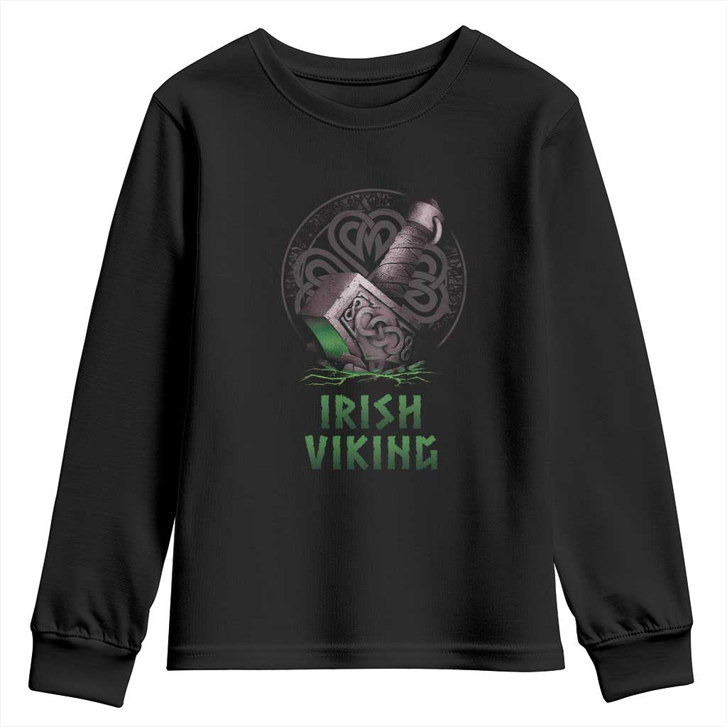 Irish Viking Youth Sweatshirt Celtic Thor Mjolnir TS09 Black Print Your Wear