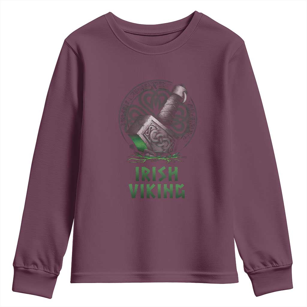 Irish Viking Youth Sweatshirt Celtic Thor Mjolnir TS09 Maroon Print Your Wear