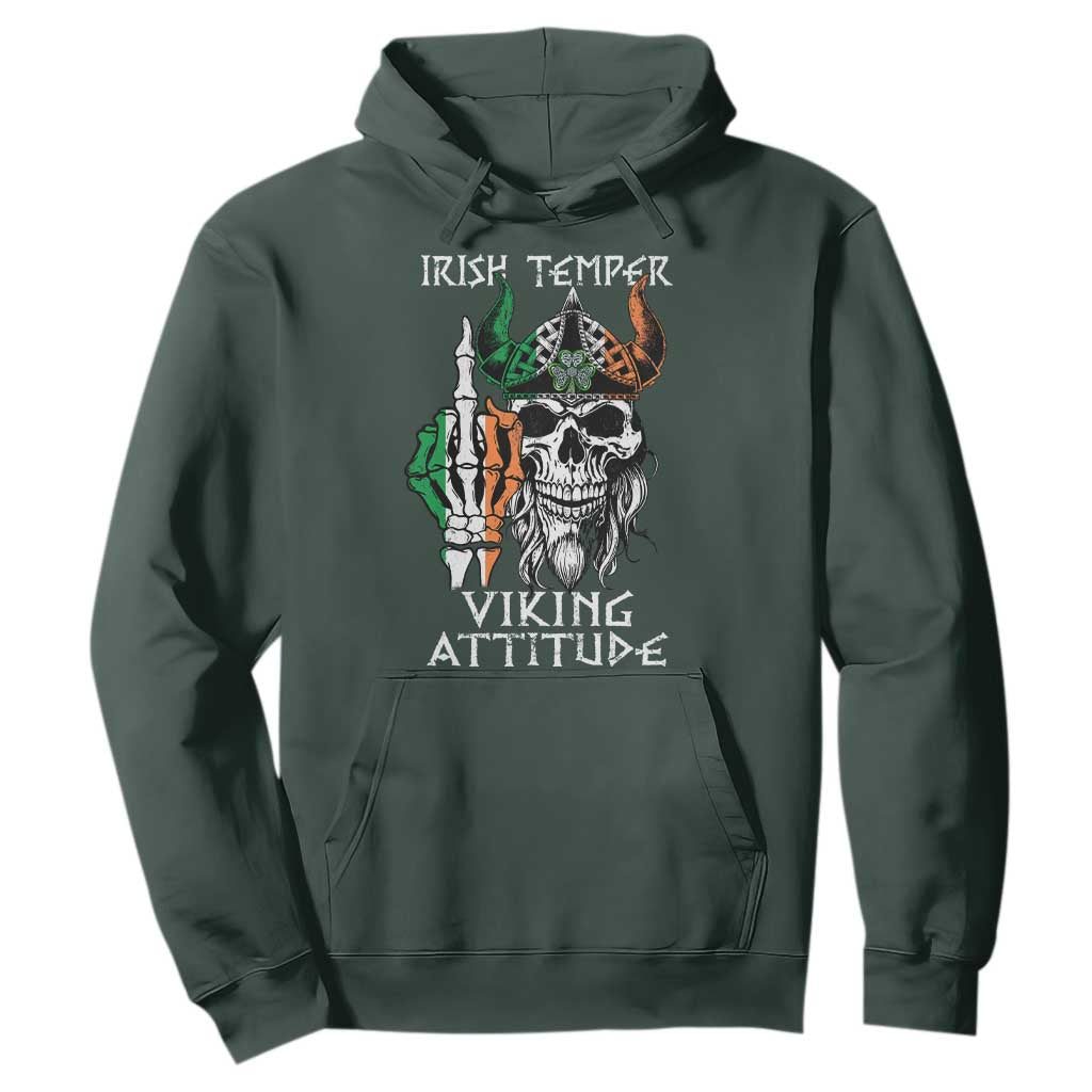 Funny Irish Viking Hoodie Irish Temper Viking Attitude TS09 Dark Forest Green Print Your Wear