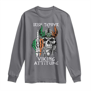 Funny Irish Viking Long Sleeve Shirt Irish Temper Viking Attitude TS09 Charcoal Print Your Wear