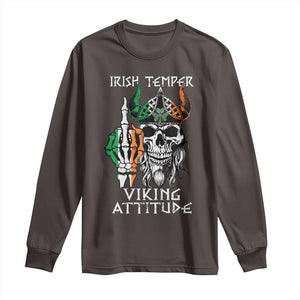 Funny Irish Viking Long Sleeve Shirt Irish Temper Viking Attitude TS09 Dark Chocolate Print Your Wear