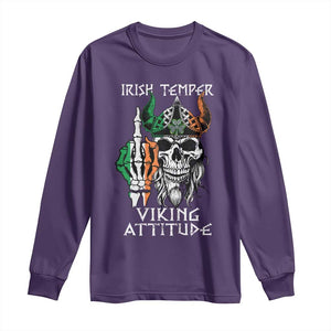 Funny Irish Viking Long Sleeve Shirt Irish Temper Viking Attitude TS09 Purple Print Your Wear