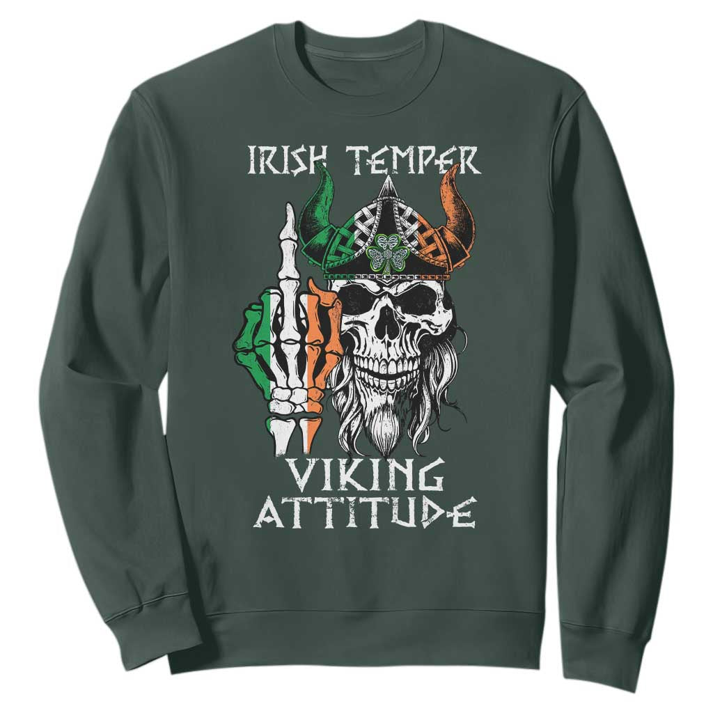 Funny Irish Viking Sweatshirt Irish Temper Viking Attitude TS09 Dark Forest Green Print Your Wear