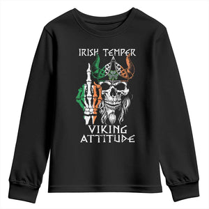 Funny Irish Viking Youth Sweatshirt Irish Temper Viking Attitude TS09 Black Print Your Wear