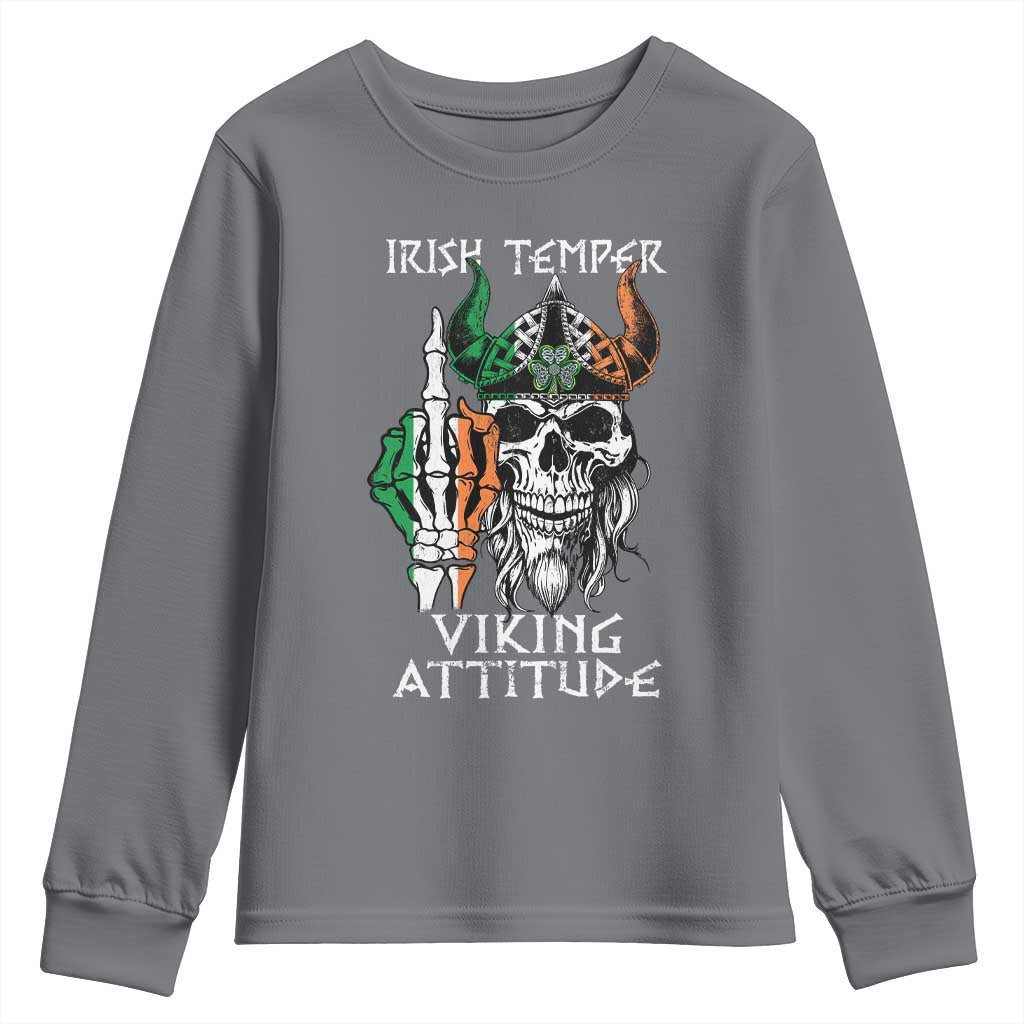 Funny Irish Viking Youth Sweatshirt Irish Temper Viking Attitude TS09 Charcoal Print Your Wear