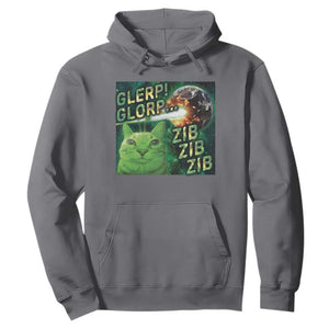 Funny Alien Cat Meme Hoodie Glerp Glorp Zib Zib TS09 Charcoal Print Your Wear