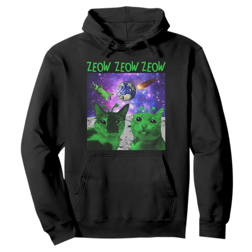 Funny Alien Cat Meme Hoodie Green Cats ZEOW ZEOW TS09 Black Print Your Wear