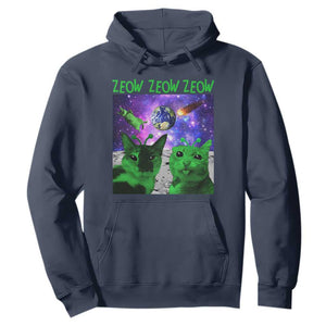 Funny Alien Cat Meme Hoodie Green Cats ZEOW ZEOW TS09 Navy Print Your Wear