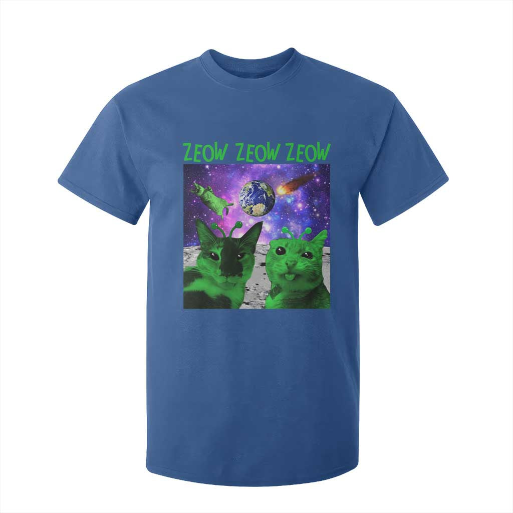 Funny Alien Cat Meme T Shirt For Kid Green Cats ZEOW ZEOW TS09 Royal Blue Print Your Wear