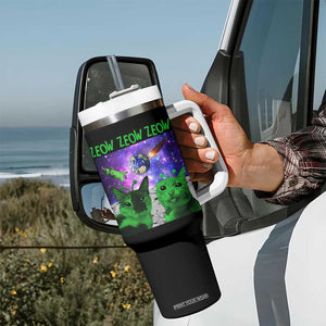 Funny Alien Cat Meme Tumbler With Handle Green Cats ZEOW ZEOW TS09 Print Your Wear