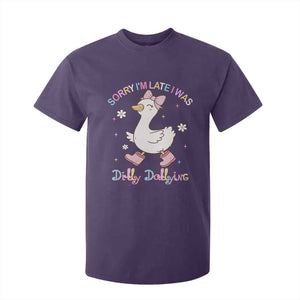 Funny Sorry I'm Late I Was Dilly Dallying T Shirt For Kid Cute Goose TS09 Purple Print Your Wear