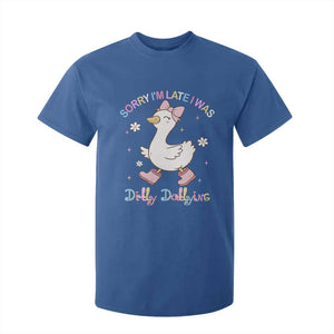 Funny Sorry I'm Late I Was Dilly Dallying T Shirt For Kid Cute Goose TS09 Royal Blue Print Your Wear