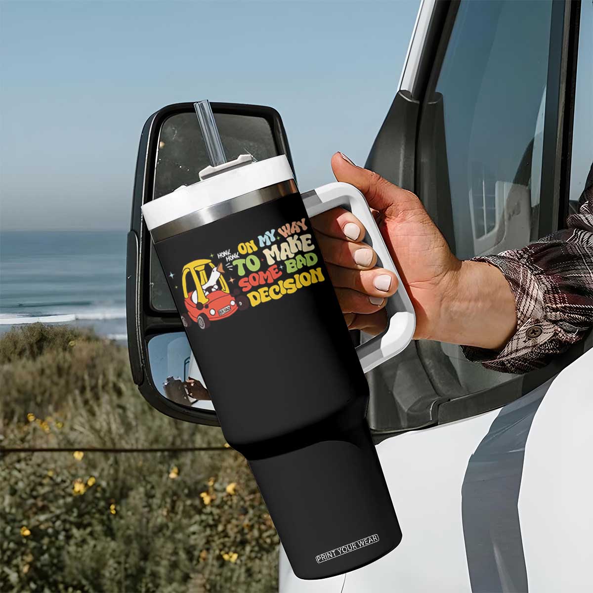 Funny Goose On My Way To Make Some Bad Decisions Tumbler With Handle TS09 Print Your Wear