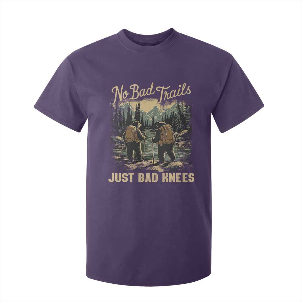Hiking T Shirt For Kid No Bad Trails Just Bad Knees TS09 Purple Print Your Wear